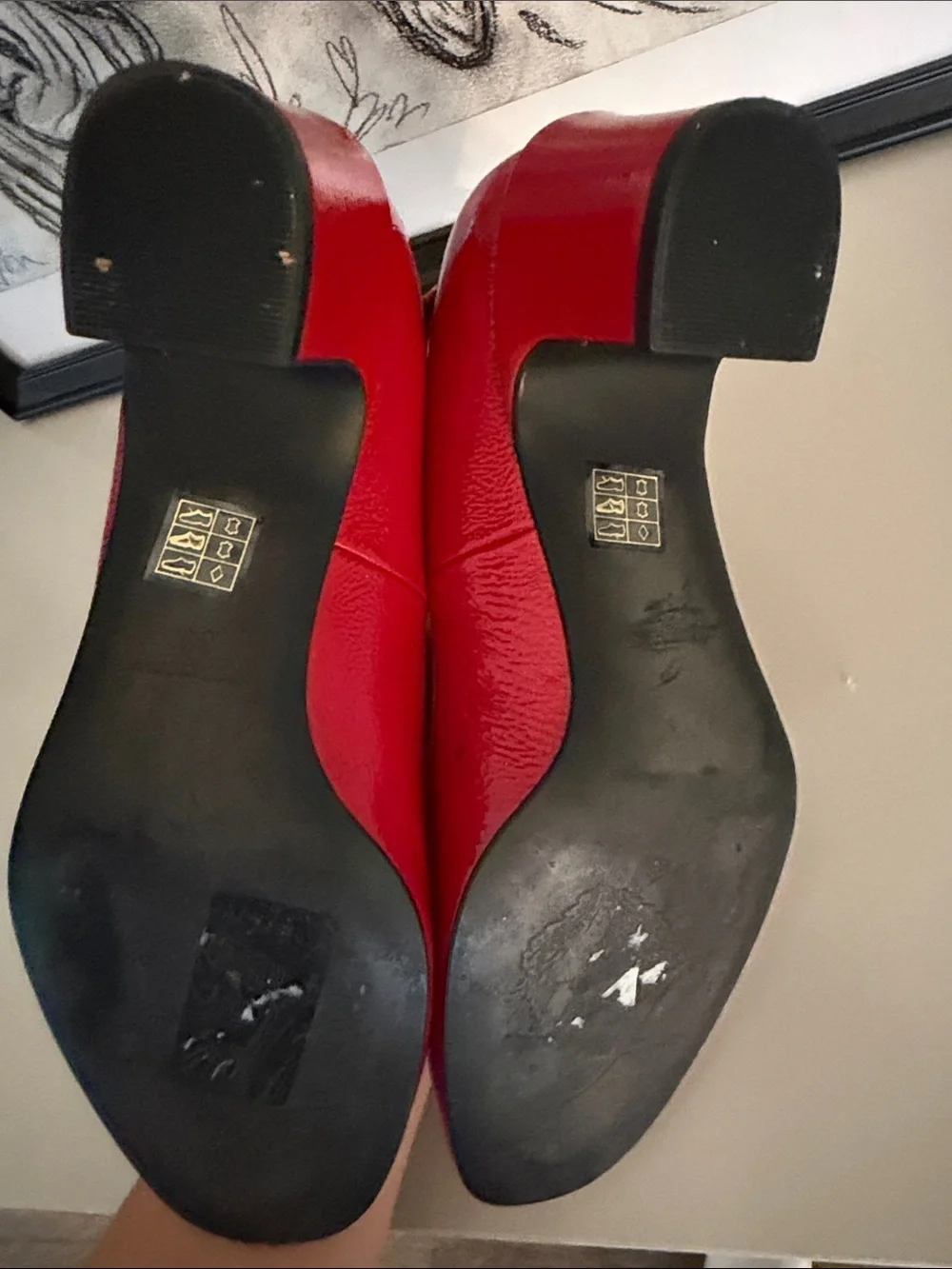 Free people Red Patent Low Block Heel Pumps with Ankle Strap - Women